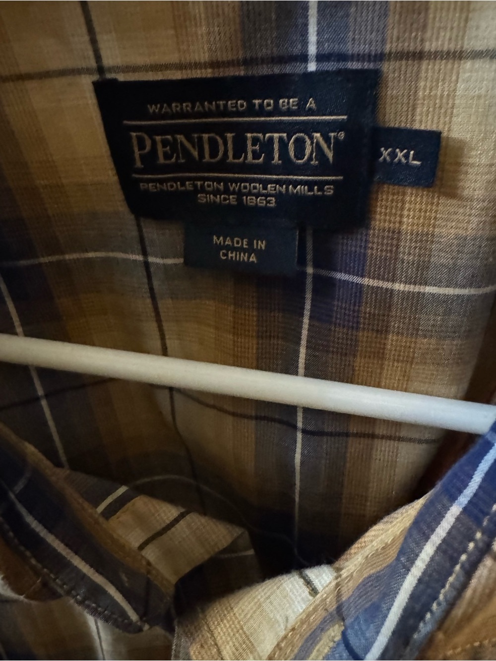 Pendleton Men’s Short-Sleeve Plaid Shirt - Gold/Blue XXL - Picture 2 of 3